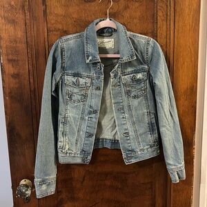Aeropostale Blue Distressed Denim Jacket Size Small